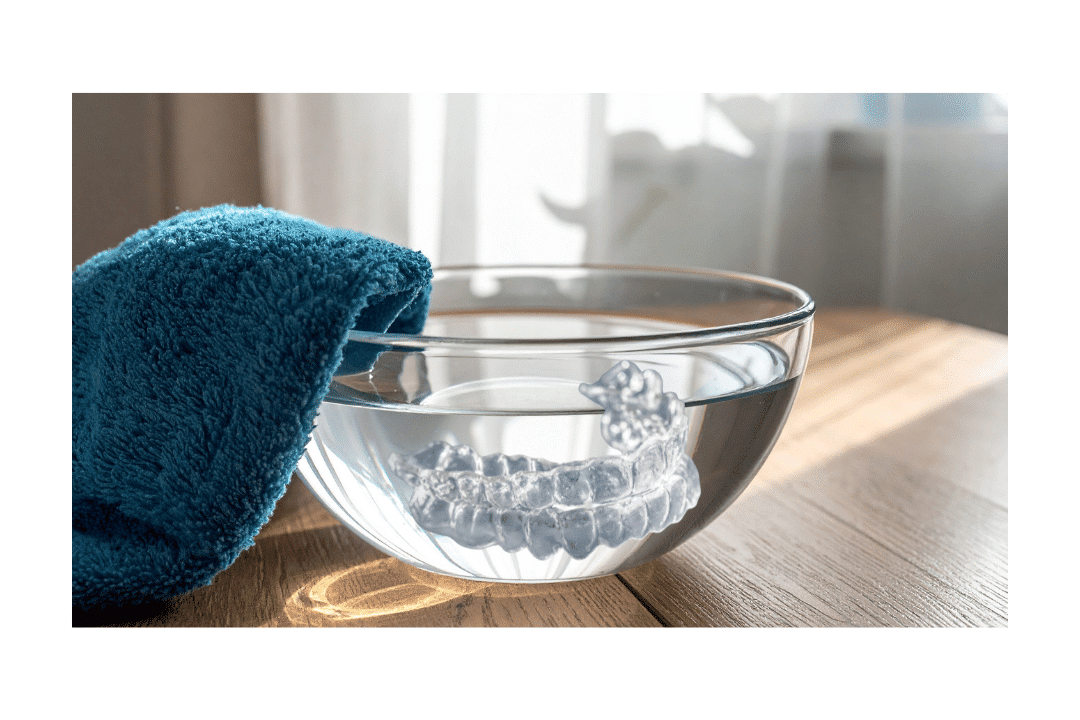 Invisalign soaking in cleaning solution
