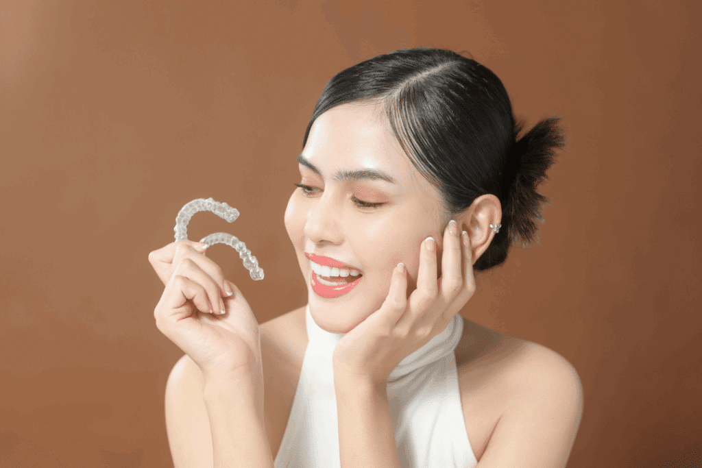 person holding invisalign